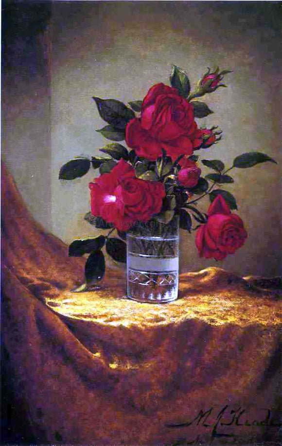  Martin Johnson Heade A Glass of Roses on Gold Cloth - Canvas Art Print