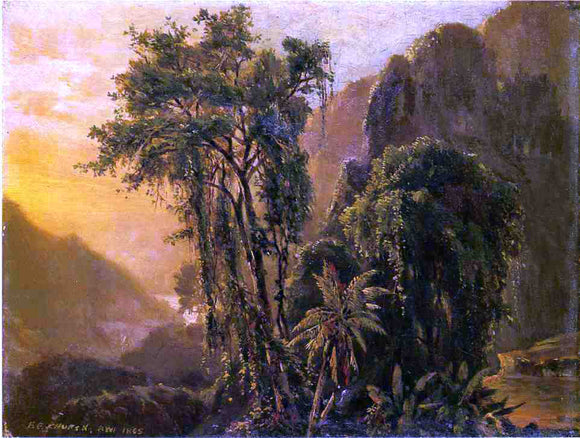  John Frederick Kensett Glimpse of the Caribbean Sea from the Jamaica Mountains - Canvas Art Print