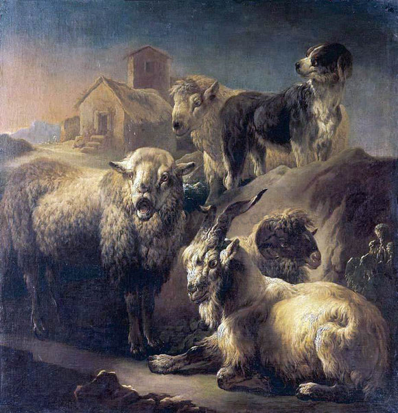  Philipp Peter Roos A Goat, Sheep and a Dog Resting in a Landscape - Canvas Art Print