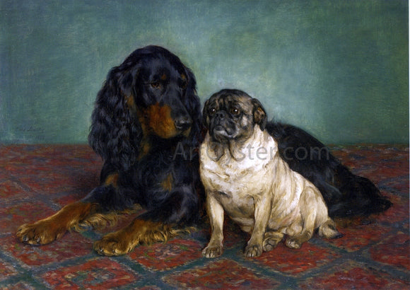  Otto Bache A Gordon Setter and a Pug - Canvas Art Print