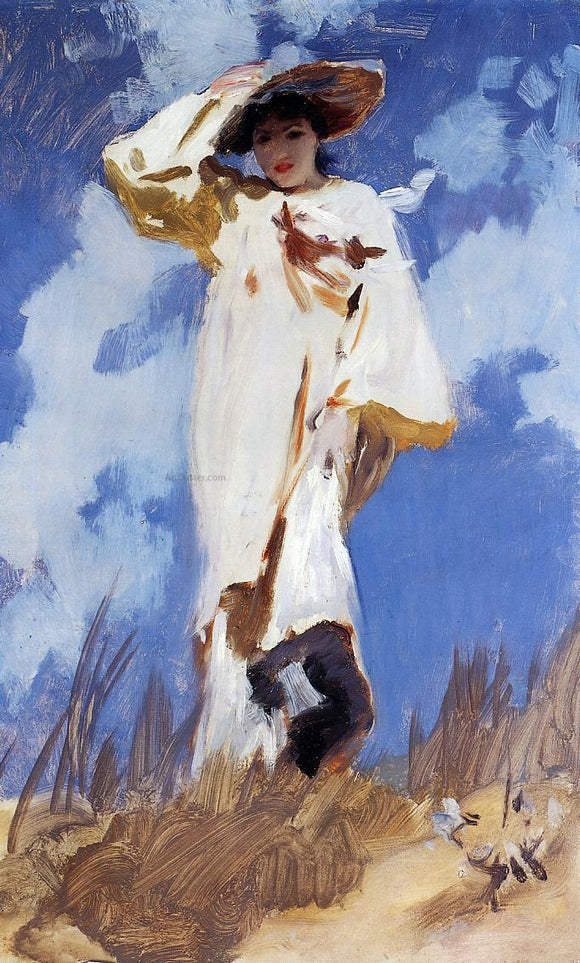  John Singer Sargent A Gust of Wind (also known as Judith Gautier) - Canvas Art Print