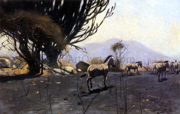 Wilhelm Kuhnert A Herd of Zebras - Canvas Art Print