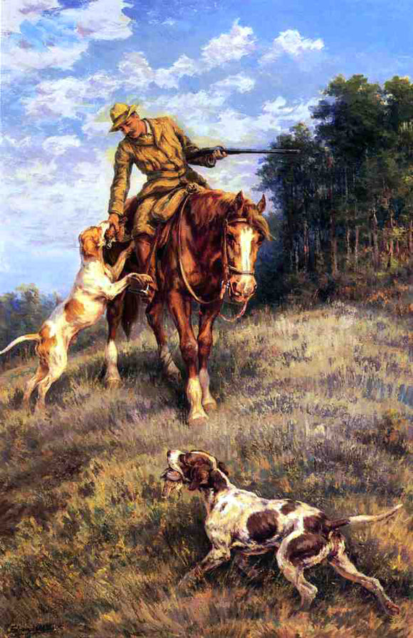  Edmond H Osthaus A Hunter and His Dogs - Canvas Art Print