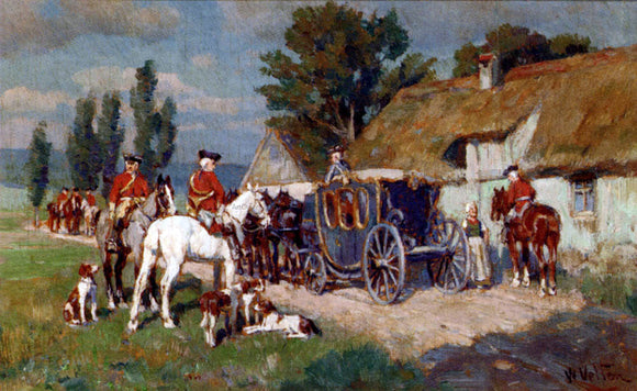  Wilhelm Velten A Hunting Party Ready For The Off - Canvas Art Print