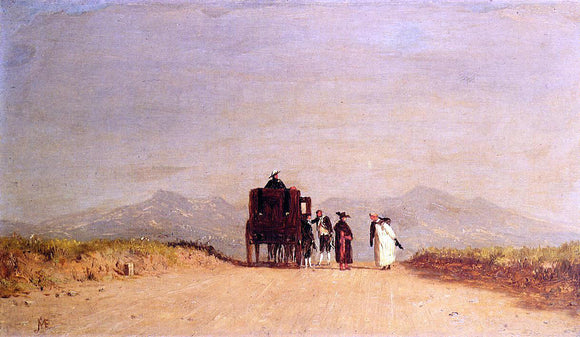  Jervis McEntee A Journey's Pause in the Roman Campagna - Canvas Art Print