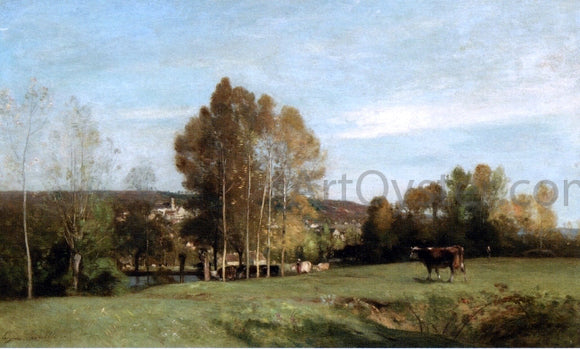  Eugene-Antoine-Samuel Lavielle A Landscape with Cows - Canvas Art Print