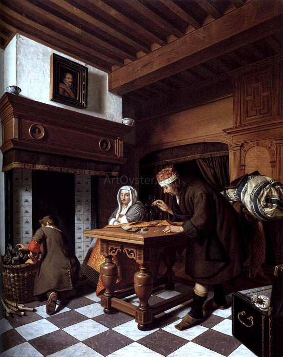  Cornelis De Man A Man Weighing Gold - Canvas Art Print