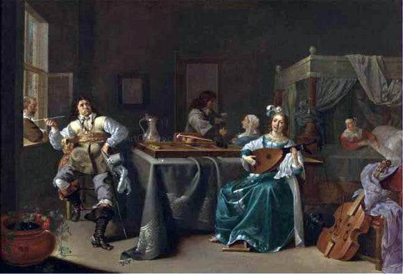  Jacob Duck A Merry Company in an Interior - Canvas Art Print