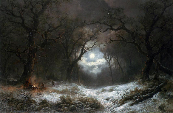  Remigius Adriannus Van Haanen A Moonlit Winter Landscape - Canvas Art Print