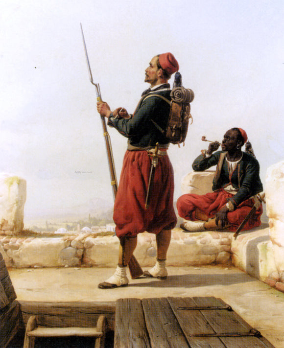  Niels Simonsen A Nubian and an Egyptian Guard in a Lookout Tower - Canvas Art Print