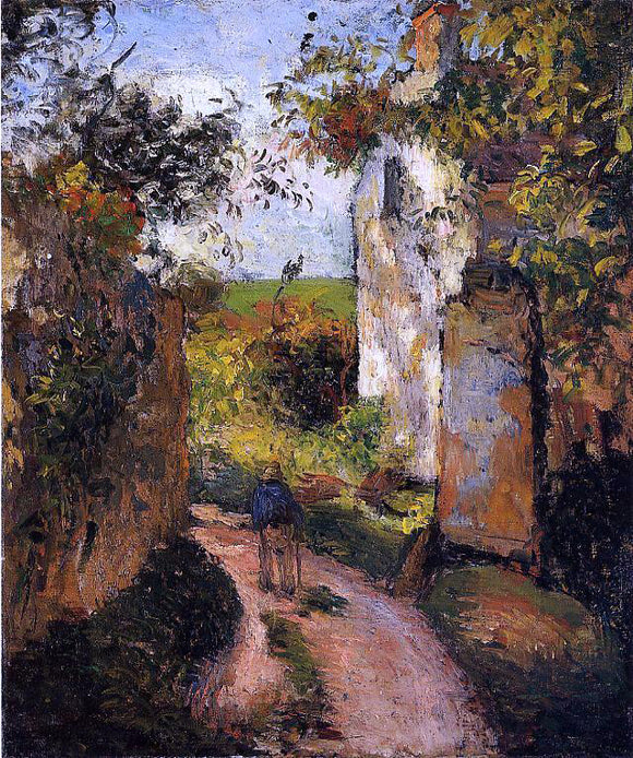  Camille Pissarro A Peasant in the Lane at l'Hermitage, Pontoise - Canvas Art Print