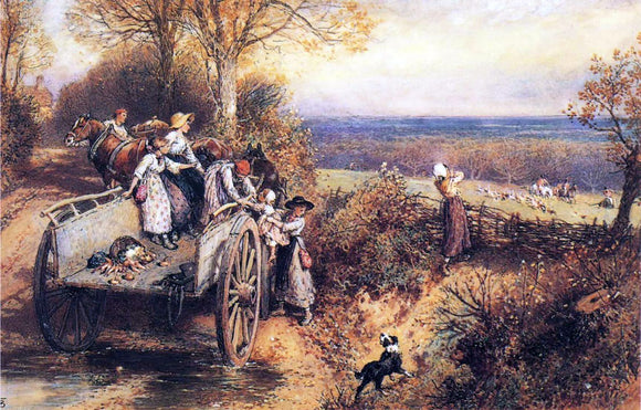  Myles Birket Foster A Peep at the Hounds, Here They Come! - Canvas Art Print