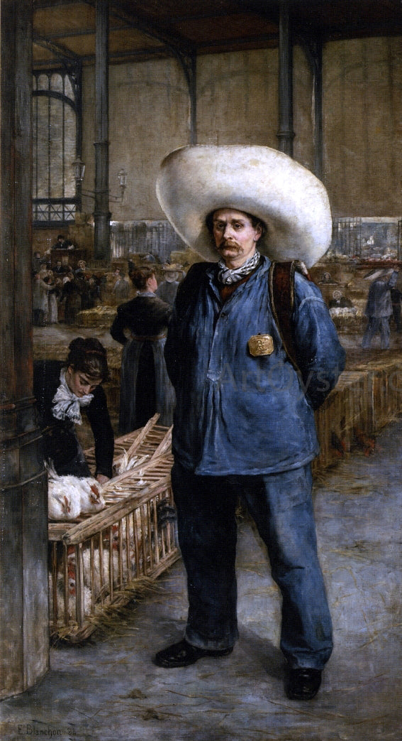  Emile-Henri Blanchon A Porter of the Market - Les Halles - Canvas Art Print