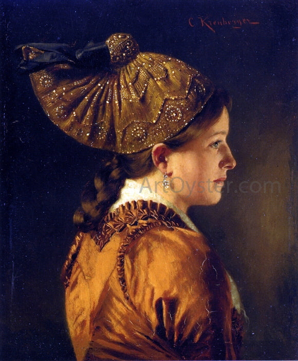  Carl Kronberger A Portrait of a Girl Wearing a Golden Hood - Canvas Art Print