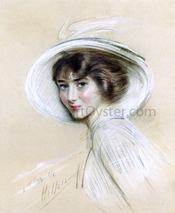 Paul Cesar Helleu A Portrait of Annette, Wearing a White Hat - Canvas Art Print