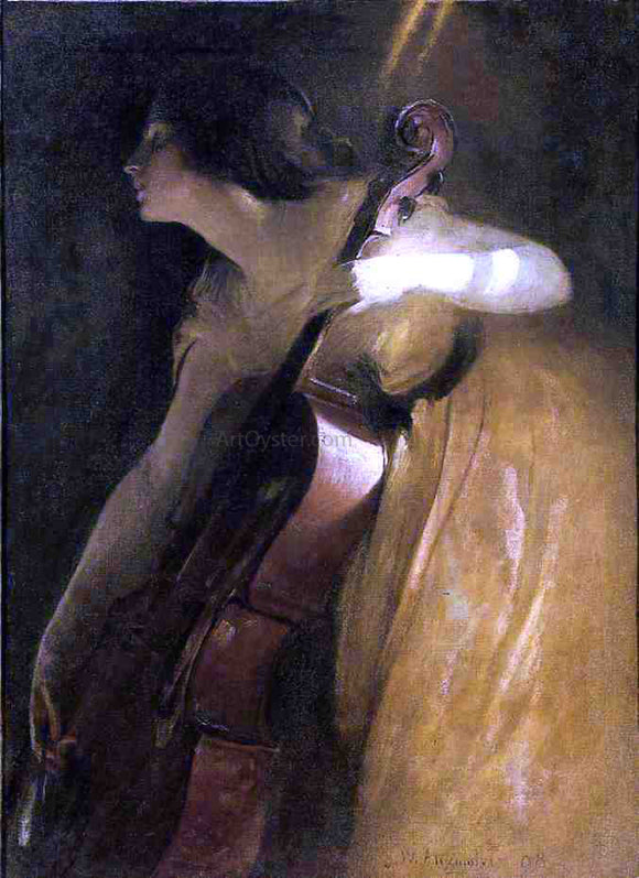  John White Alexander A Ray of Sunlight (also known as The Cellist) - Canvas Art Print
