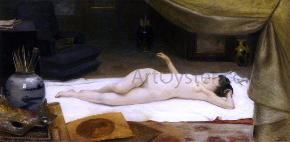  Christian Clausen A Reclining Nude in a Studio - Canvas Art Print