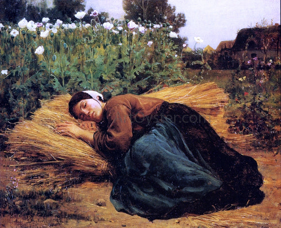  Jules-Adolphe Breton A Rest in the Fields - Canvas Art Print
