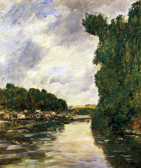  Eugene-Louis Boudin River near d'Abbeville - Canvas Art Print