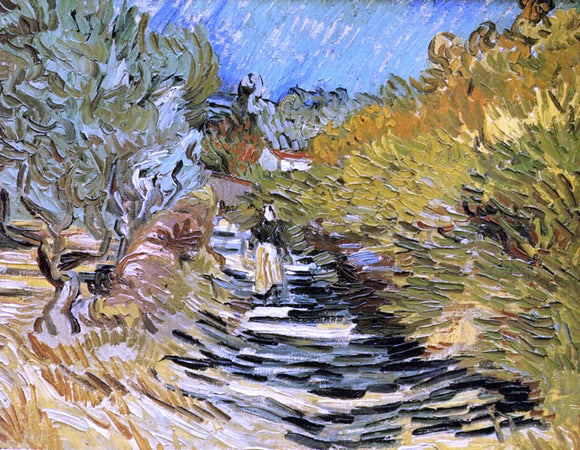  Vincent Van Gogh Road at Saint-Remy with Female Figures - Canvas Art Print
