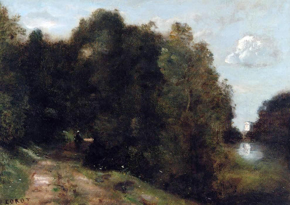  Jean-Baptiste-Camille Corot A Road Through the Trees - Canvas Art Print