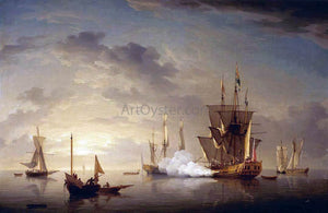  Charles Brooking A Royal Yacht Firing a Salute - Canvas Art Print