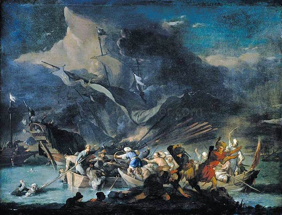  Johannes Lingelbach A Sea Battle - Canvas Art Print