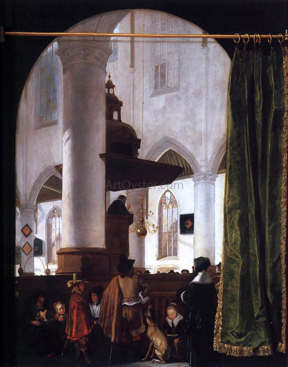  Emanuel De Witte A Sermon in the Oude Kerk, Delft - Canvas Art Print
