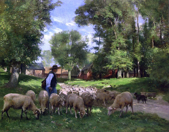  Julien Dupre A Shepherd and His Flock - Canvas Art Print