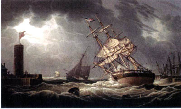  Robert Salmon A Ship Run Aground in Whitehaven Harbor - Canvas Art Print
