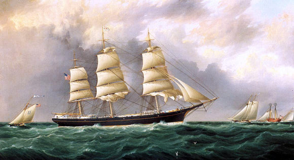  James E Buttersworth A Ship's Portrait near Sandy Hook - Canvas Art Print