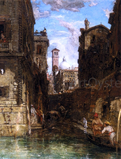  James Holland A Side Canal in Cannaregio, Looking towards The Church of San Geremia - Canvas Art Print