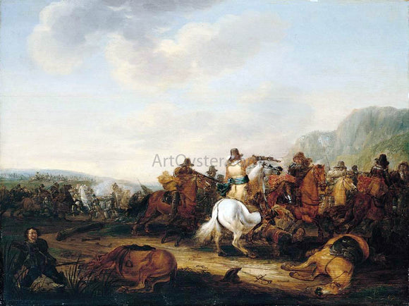  Palamedes Palamedesz A Skirmish Between Cavalry and Infantry - Canvas Art Print