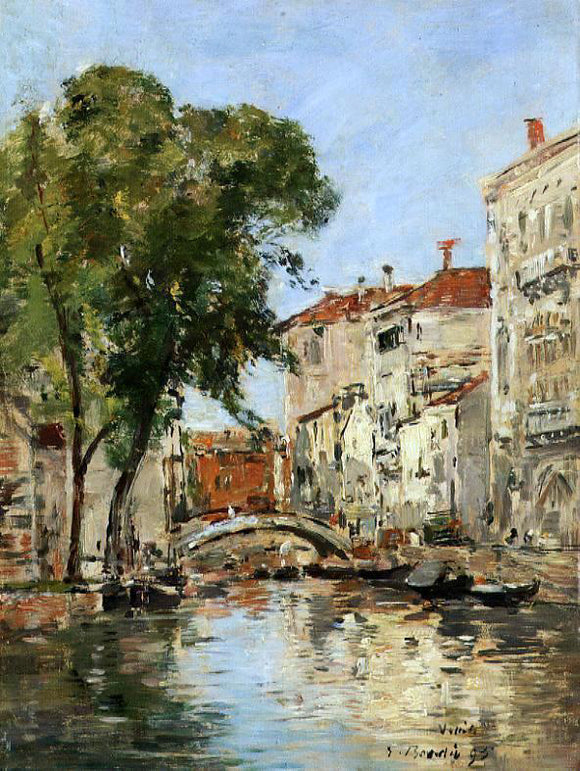  Eugene-Louis Boudin A Small Canal in Venice - Canvas Art Print