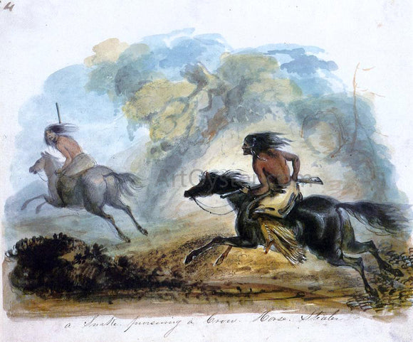  Alfred Jacob Miller A Snake Pursuing a Crow Horse Stealer - Canvas Art Print