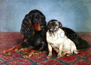  Otto Bache A Spaniel And A Pug - Canvas Art Print