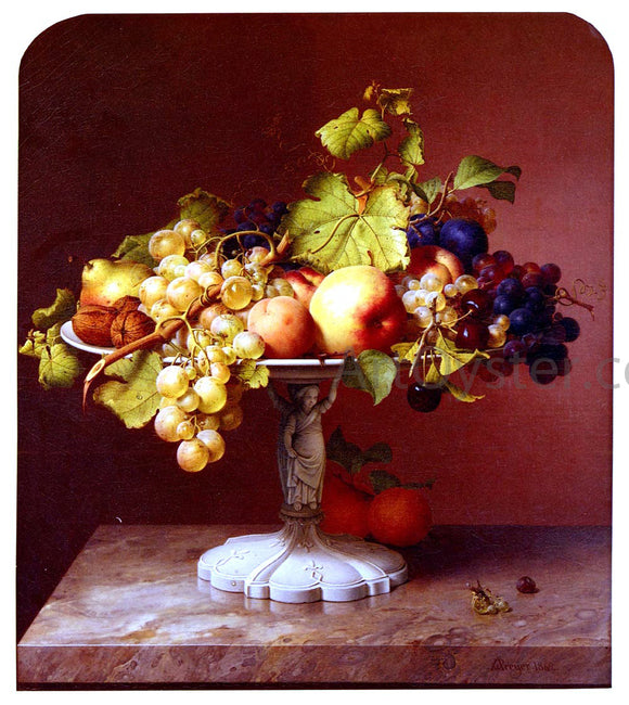  Johann Wilhelm Preyer A Still Life With A Bowl Of Fruit On A Marble Table - Canvas Art Print