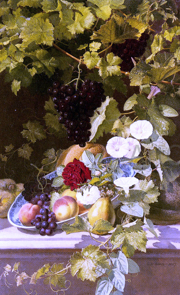  Otto Didrik Ottesen A Still Life With Fruit, Flowers And A Vase - Canvas Art Print