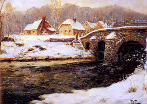  Fritz Thaulow A Stone Bridge Over A Stream In Winter - Canvas Art Print