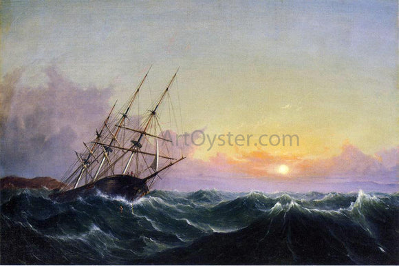  Fitz Hugh Lane A Storm, Breaking Away, Vessel Slipping Her Cable - Canvas Art Print