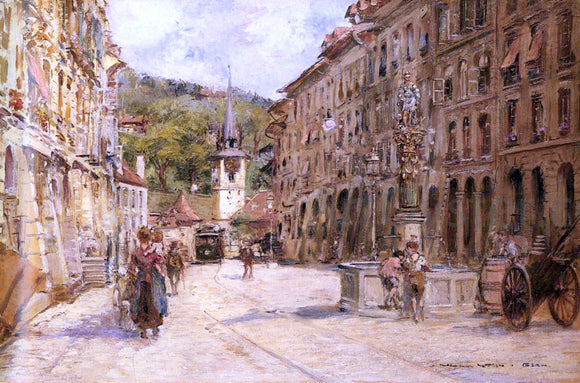  Georges Stein A Street Scene in Bern - Canvas Art Print