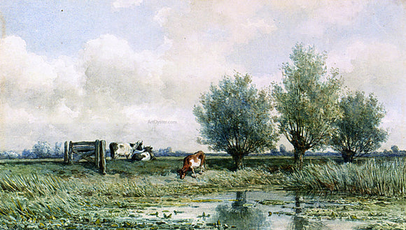  Willem Roelofs A Summer Landscape With Grazing Cows - Canvas Art Print