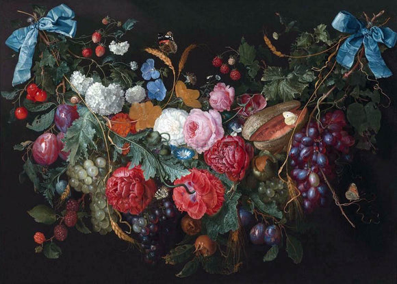  Jacob Van Walscapelle A Swag of Flowers - Canvas Art Print