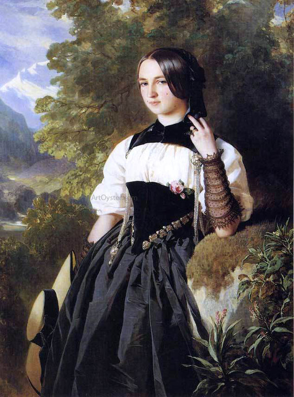  Franz Xavier Winterhalter Swiss Girl from Interlaken - Canvas Art Print