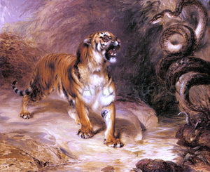  William Huggins A Tiger and a Serpent - Canvas Art Print