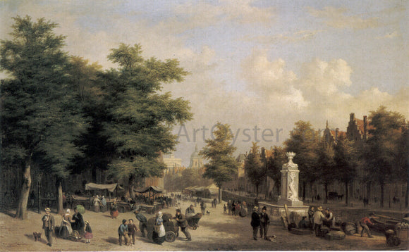  Hubertus Van Hove View of Amsterdam Market - Canvas Art Print