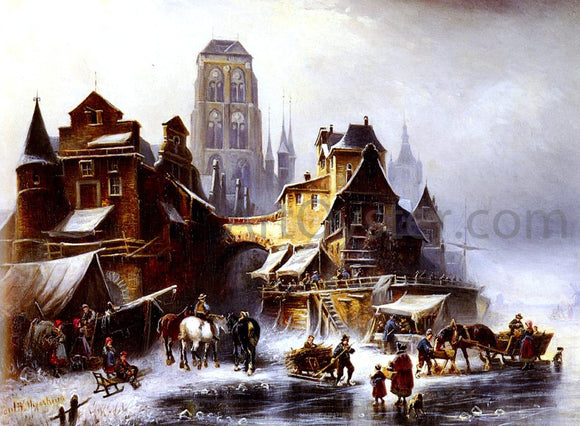  Paul Wilhelm Meyerheim A View Of Danzig In Winter - Canvas Art Print