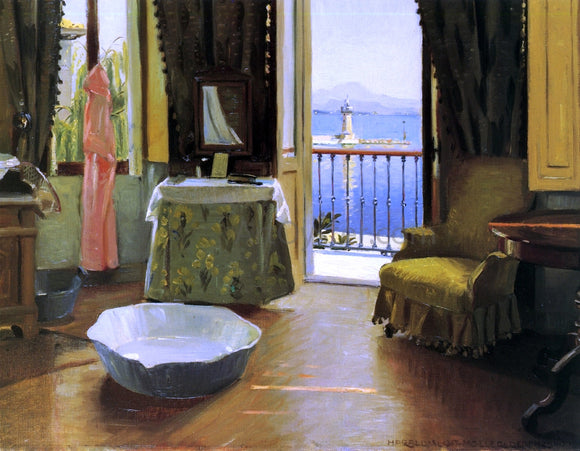  Harald Slott-Moller A View of Lake Garda at Desenzano, Italy - Canvas Art Print