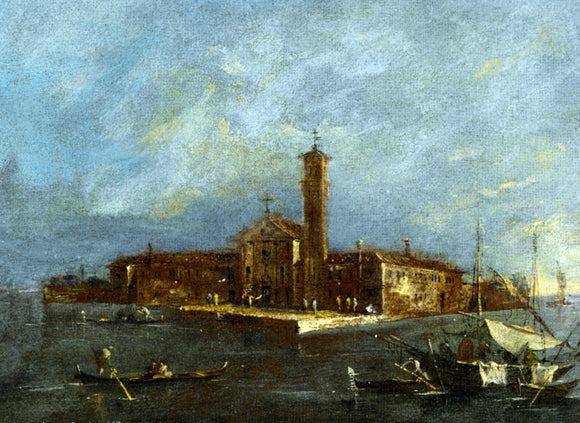  Giacomo Guardi View of the Island of Santa Maria delle Grazie - Canvas Art Print