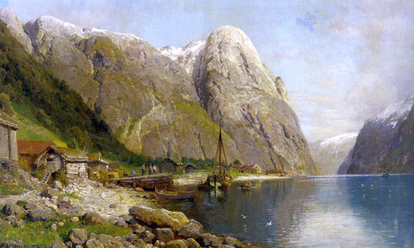  Anders Monsen Askevold A Village by a Fjord - Canvas Art Print